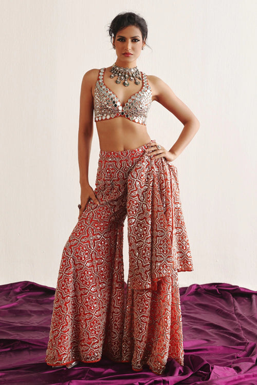 Red Tissue Mirrorwork Bralette