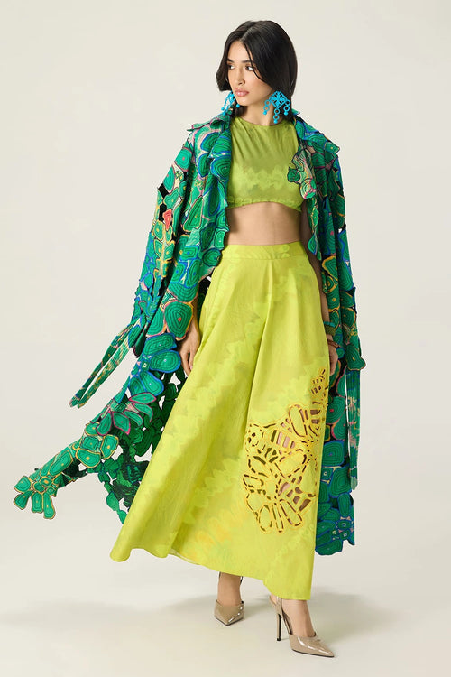 Lime Green Briar Trench With Jamie Blouse And Lainey Skirt