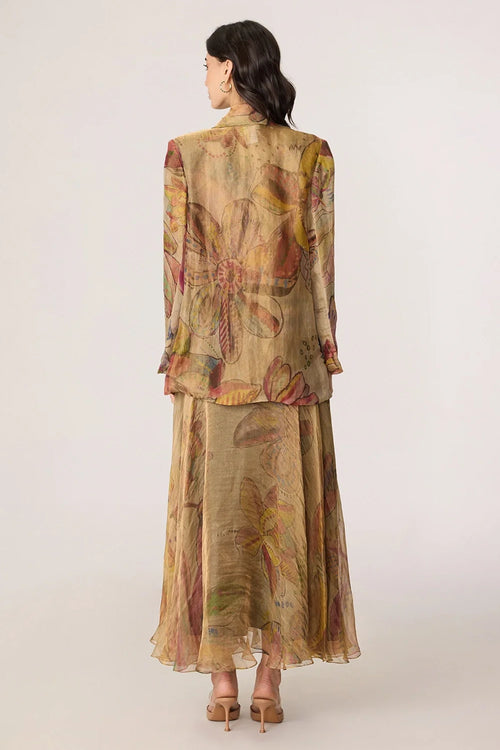 Gold Micah Blazer With Gold Arleth Bralette And Gold Revah Skirt