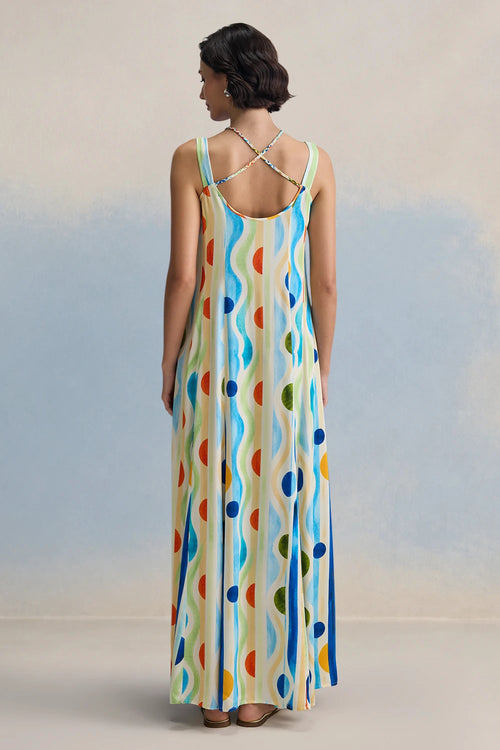 Aqua Ripple Maxi Dress
