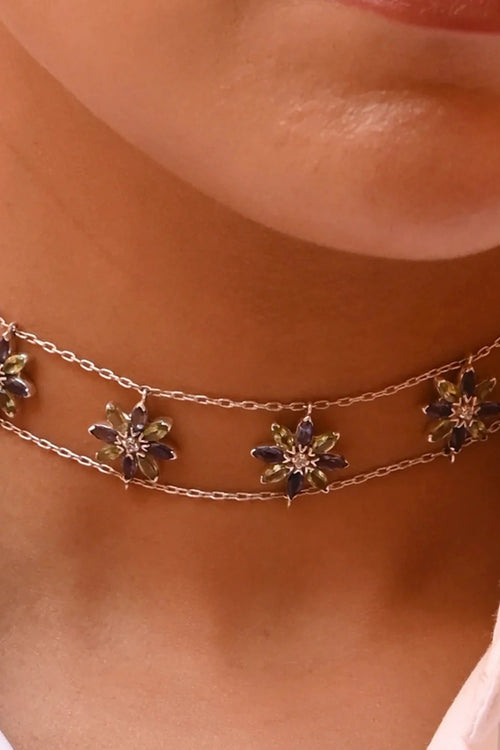 Silver Flower Choker
