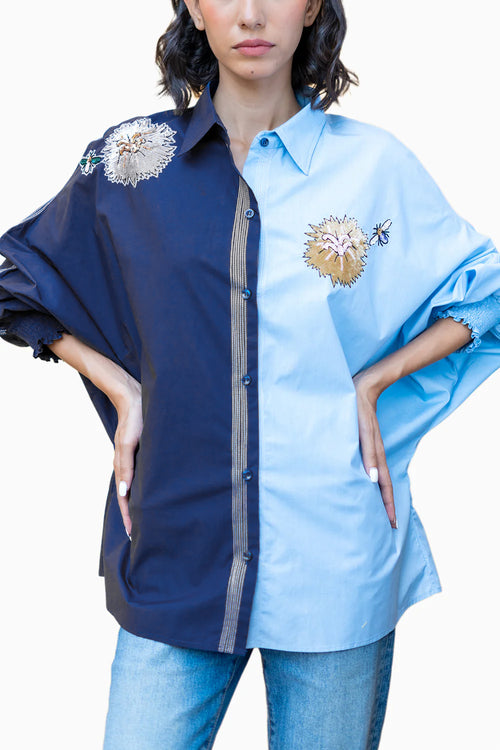 Blue & Light Blue Lily Shirt