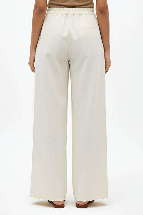 Ivory-Mango Yellow Pintucks Pants