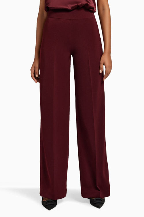 Burgundy Stretch Suiting Wide-Leg Trousers