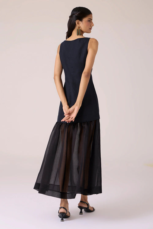 Astra Black Embroidered Maxi Dress