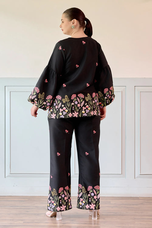 Black Floral Co-ord Set