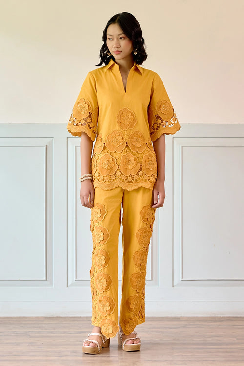 Mustard Floral Pant Co-ord Set