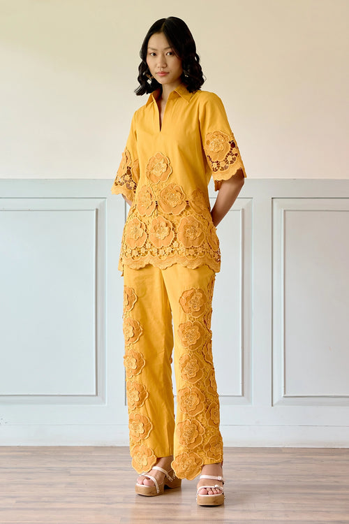 Mustard Floral Pant Co-ord Set