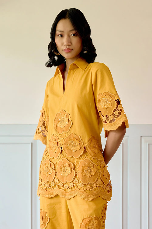 Mustard Floral Pant Co-ord Set
