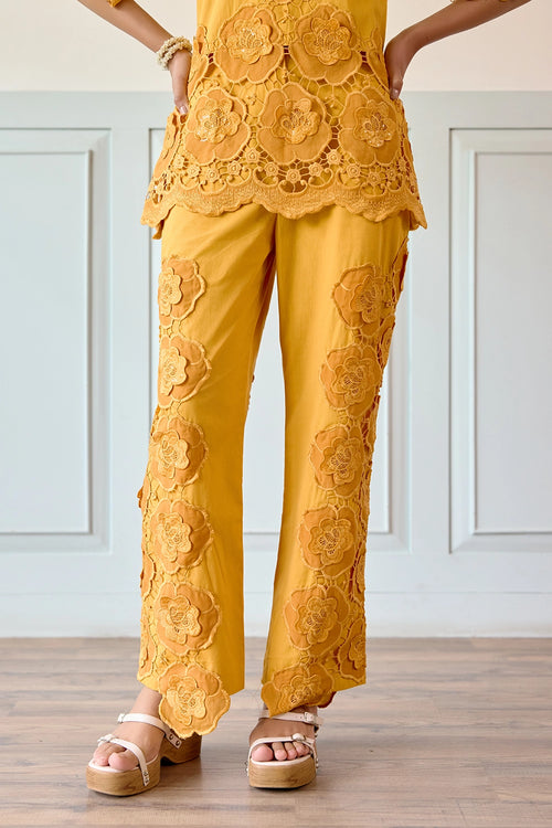 Mustard Floral Pant Co-ord Set