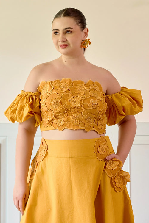 Mustard Floral Skirt Co-ord Set