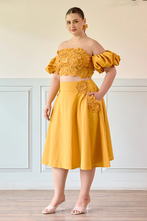 Mustard Floral Skirt Co-ord Set