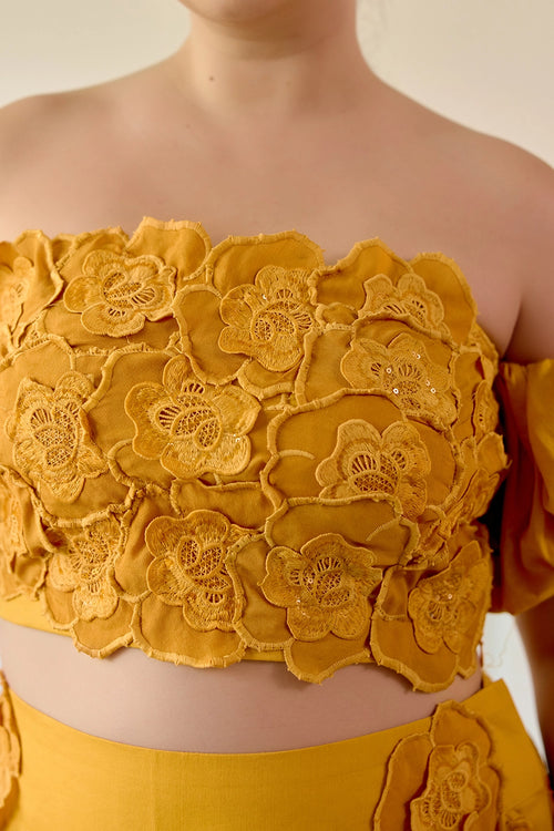 Mustard Floral Skirt Co-ord Set