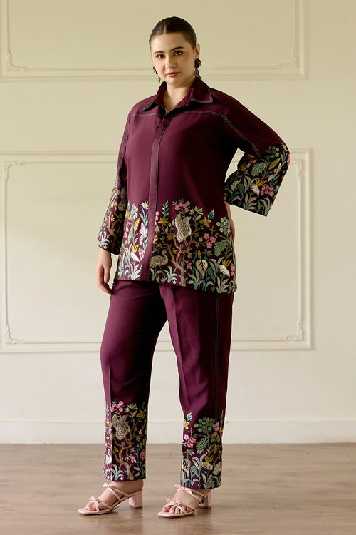 Wine Floral Co-ord Set