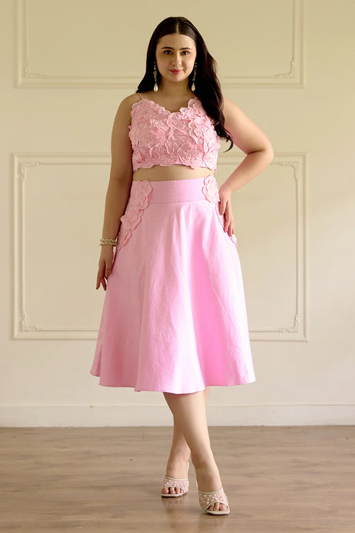 Pink Floral Skirt Co-ord Set