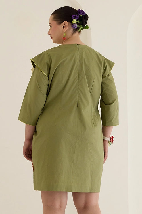 Green Floral Dress With Sleeves
