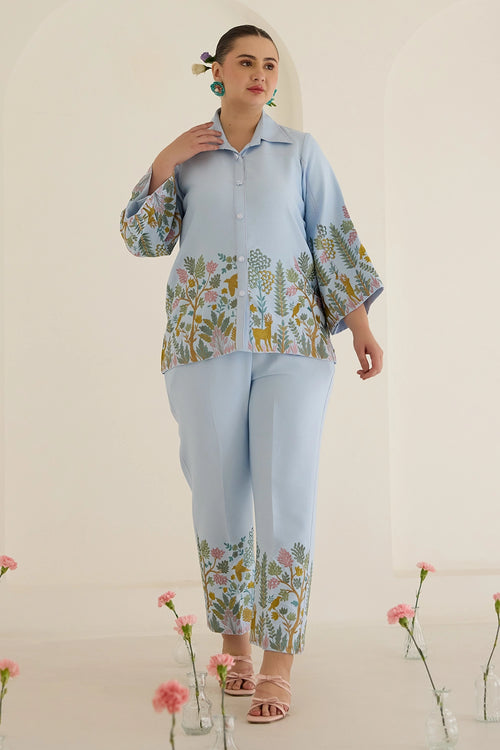 Sky Blue Flora Co-ord Set