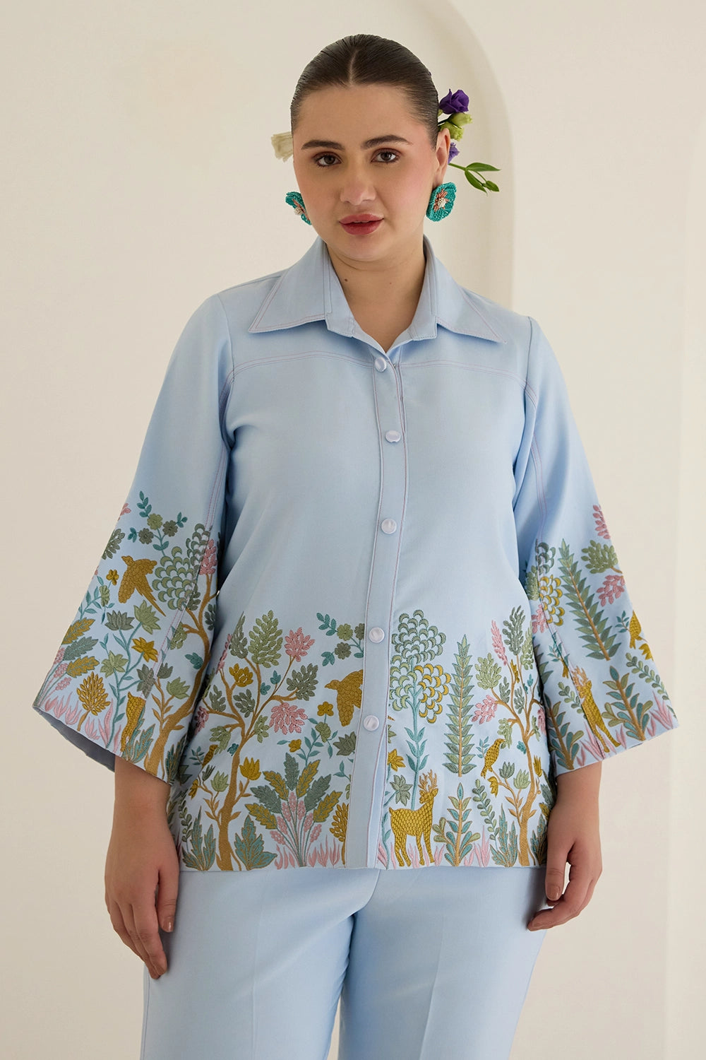 Sky Blue Flora Co-ord Set