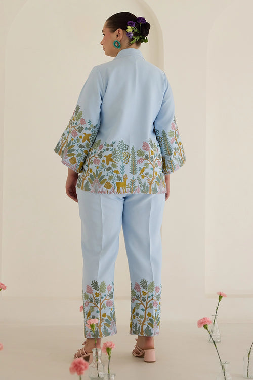 Sky Blue Flora Co-ord Set