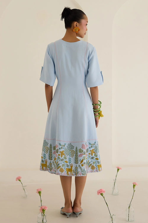 Sky Blue Flora Dress