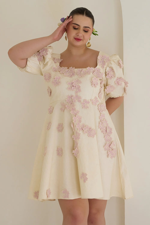 Lylac Floral Appliqué Dress Half Sleeves
