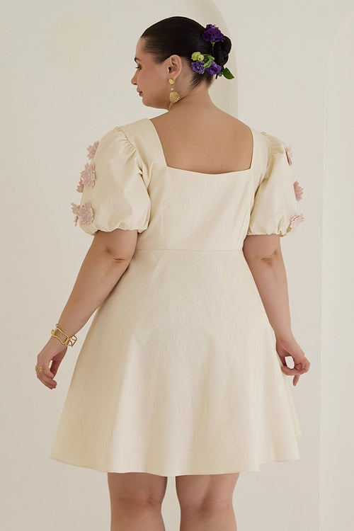 Lylac Floral Appliqué Dress Half Sleeves