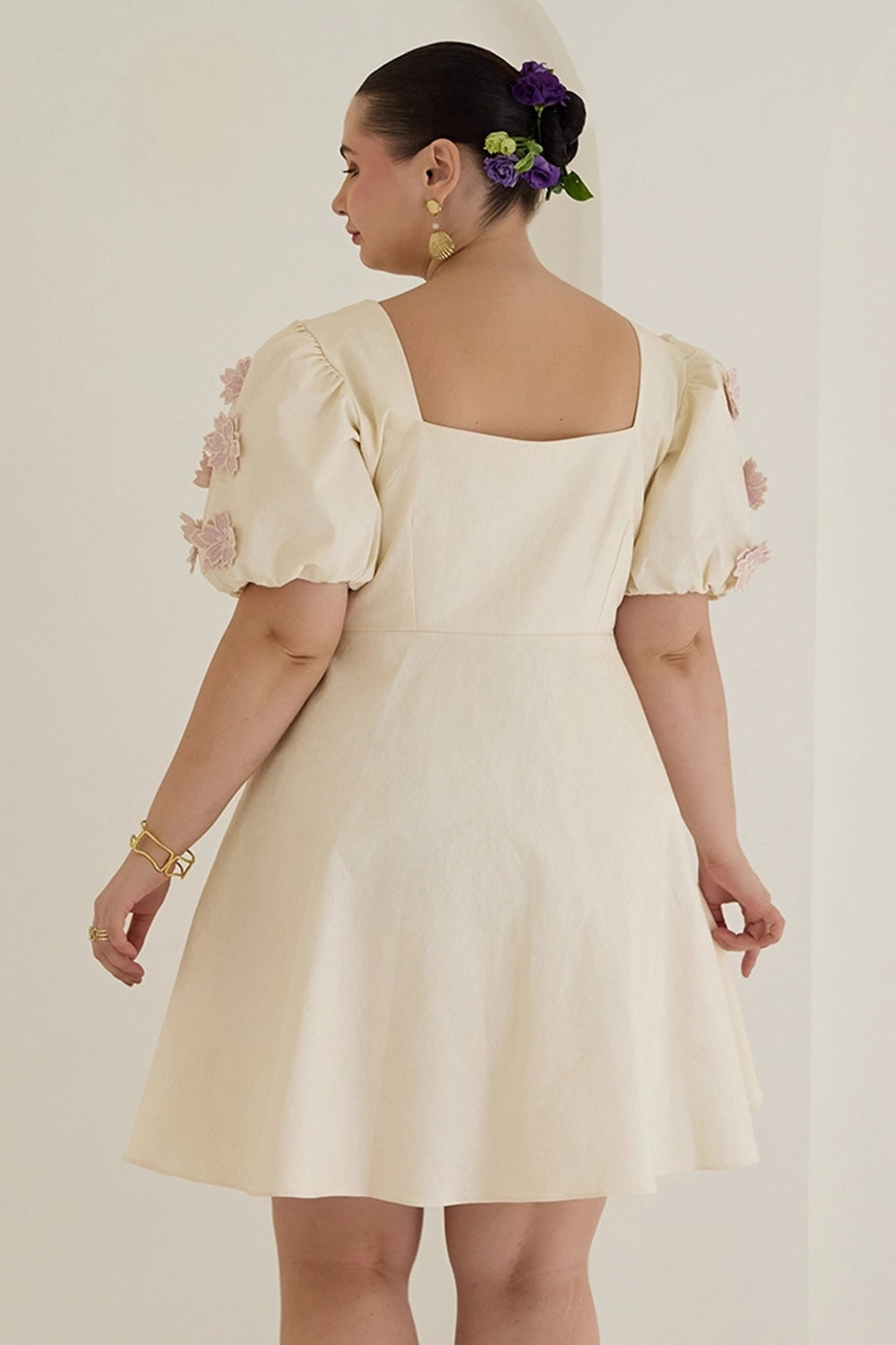 Lylac Floral AppliquÃƒÂ© Dress Half Sleeves