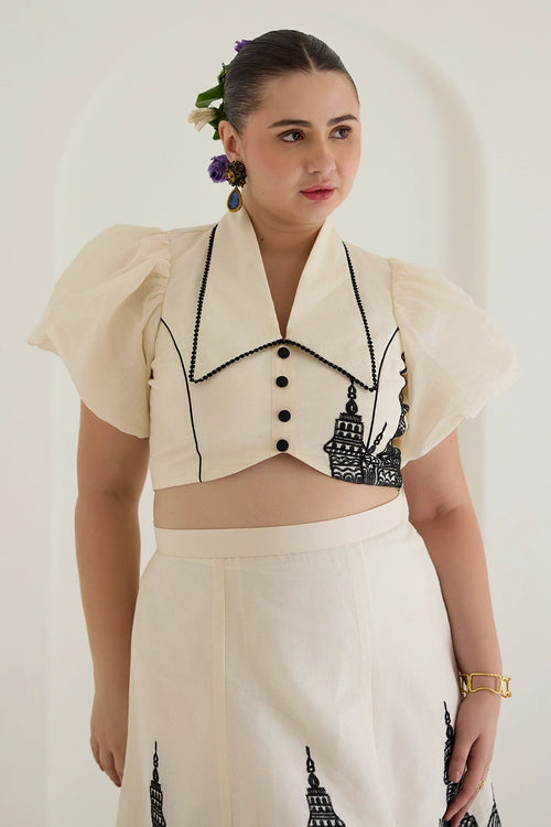 White Embroidered Skirt Co-ord Set
