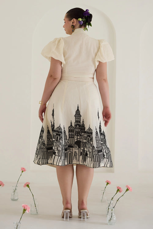 White Embroidered Skirt Co-ord Set