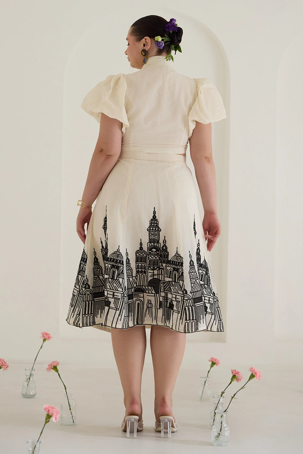 White Embroidered Skirt Co-ord Set