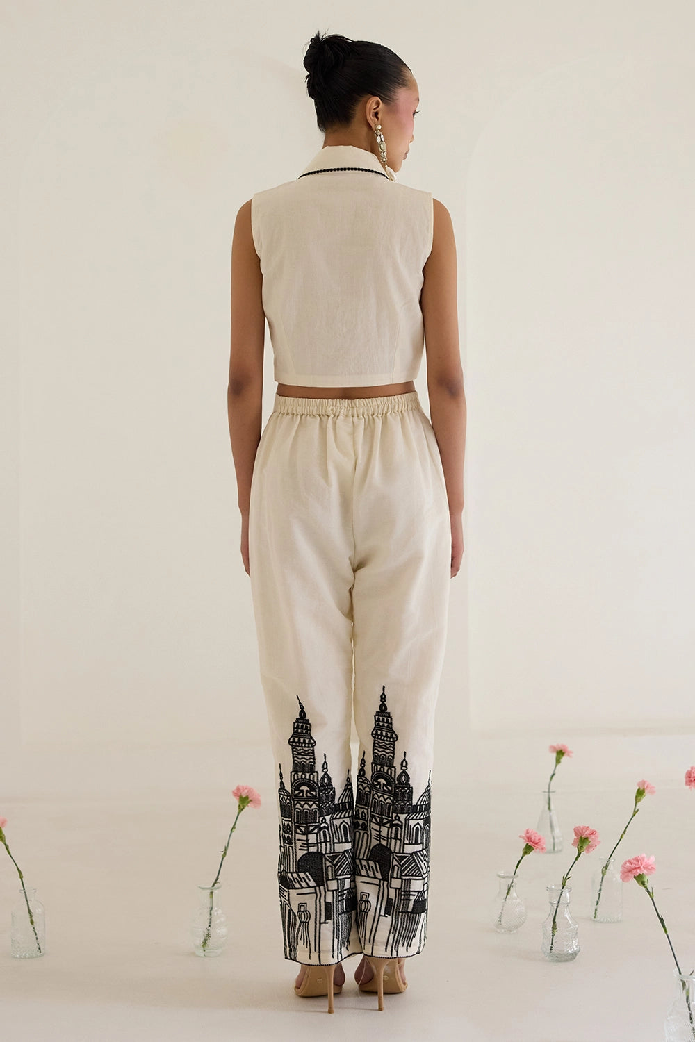 White Embroidered Pant Co-ord Set
