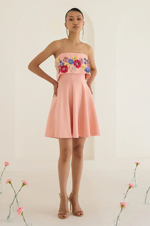 Peach Tube Dress Without Sleeves