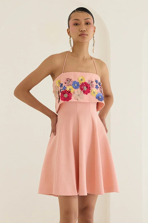 Peach Tube Dress Without Sleeves