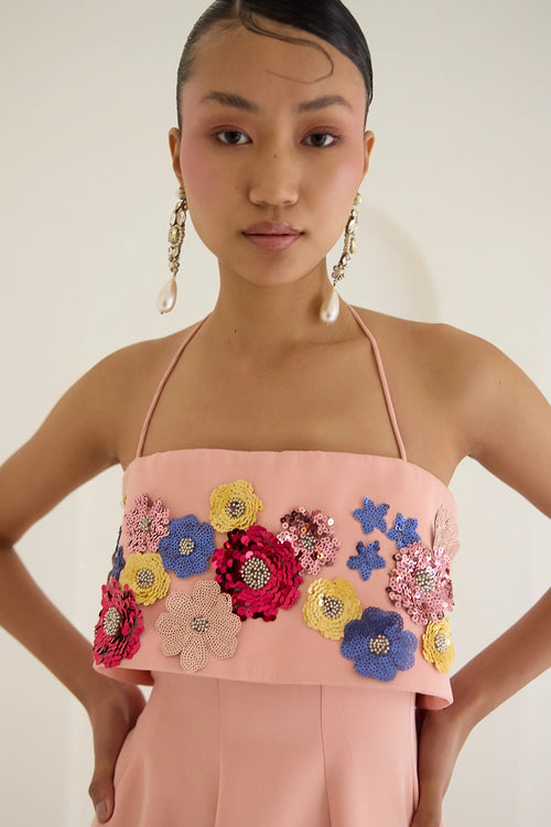 Peach Tube Dress Without Sleeves