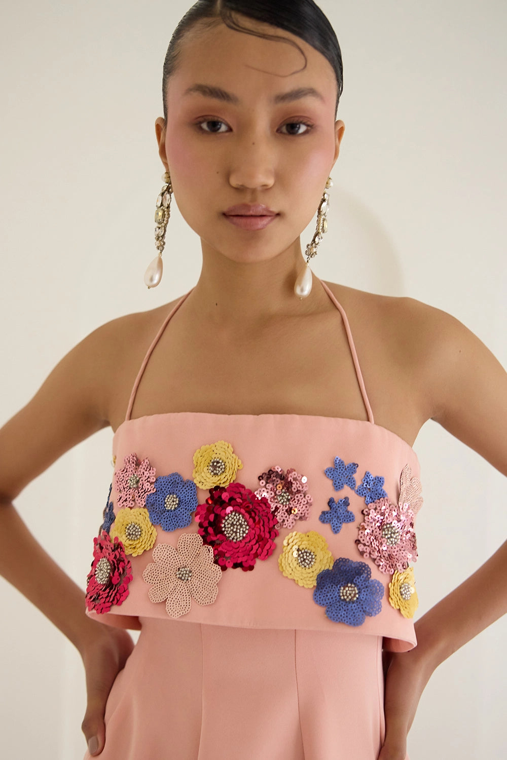 Peach Tube Dress Without Sleeves