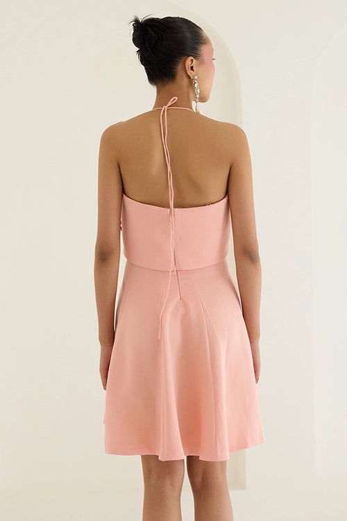 Peach Tube Dress Without Sleeves
