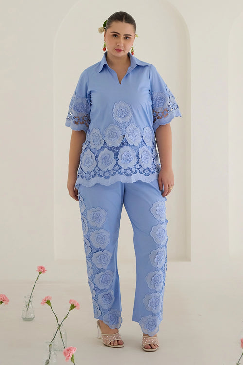 Blue Floral Pant Co-ord Set