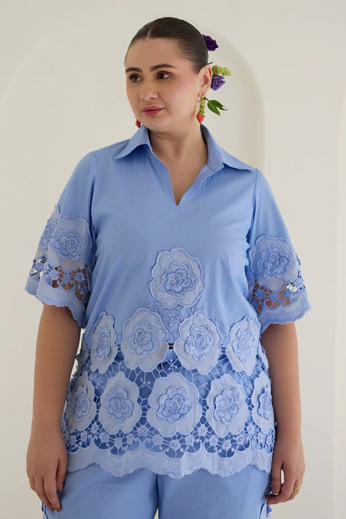 Blue Floral Pant Co-ord Set