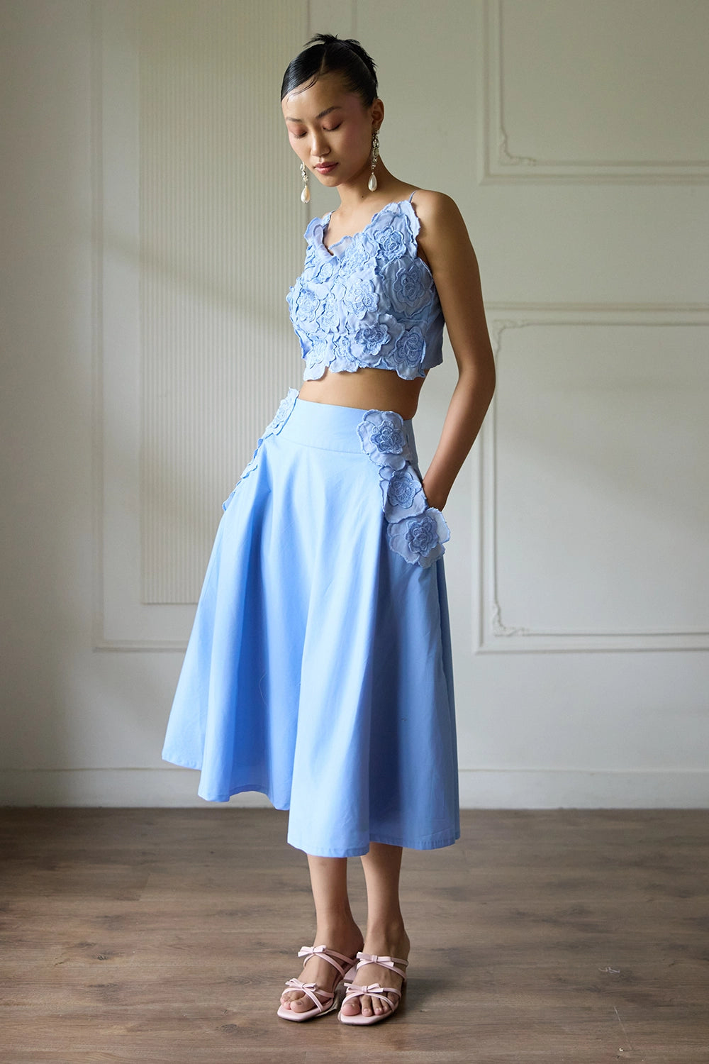 Blue Floral Skirt Co-ord Set