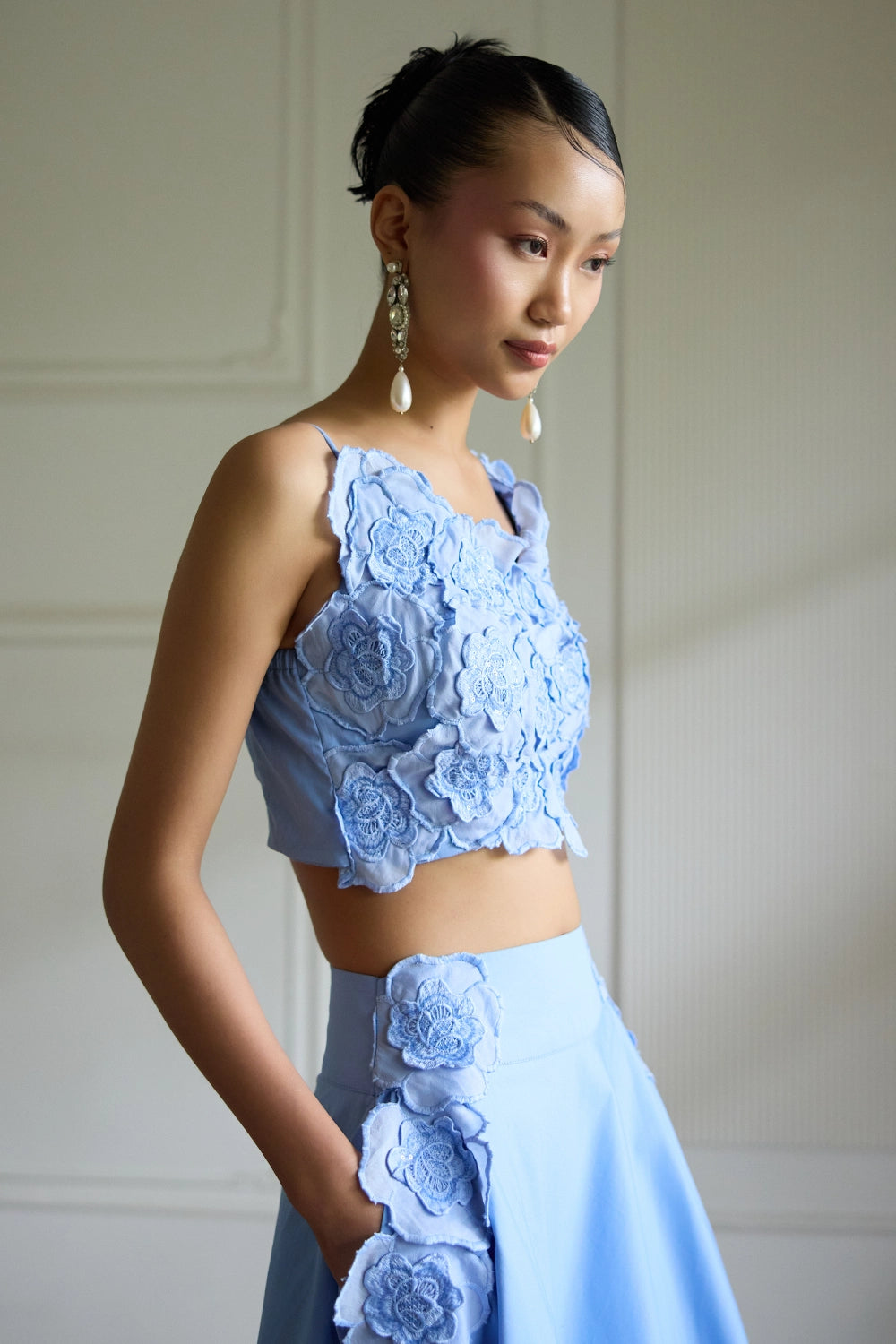 Blue Floral Skirt Co-ord Set