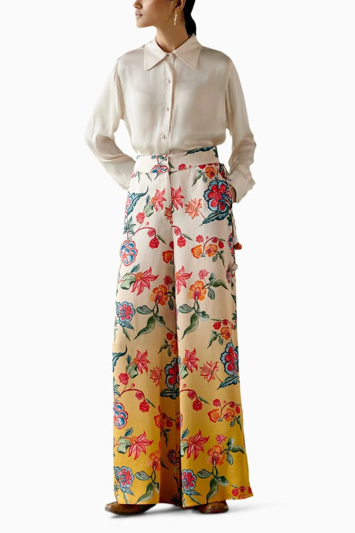 Ecru and Mustard Floral Co-ord Set