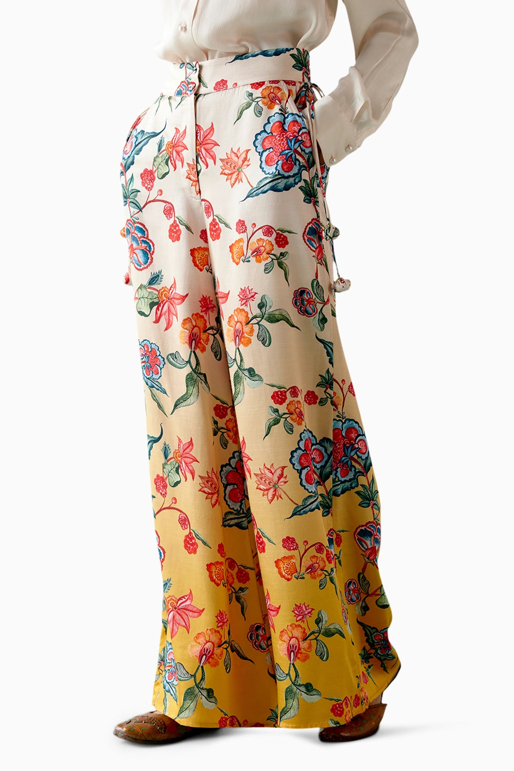 Ecru and Mustard Floral Co-ord Set