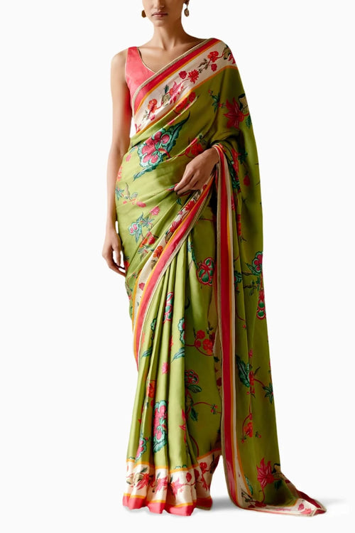 Sea Green Floral Saree