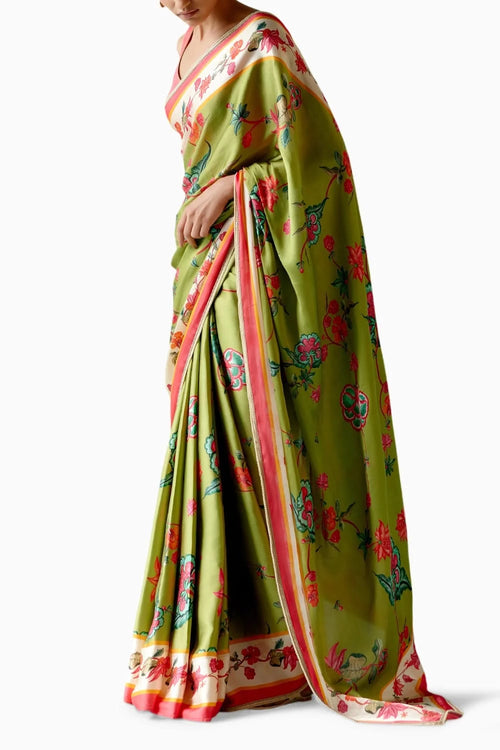 Sea Green Floral Saree