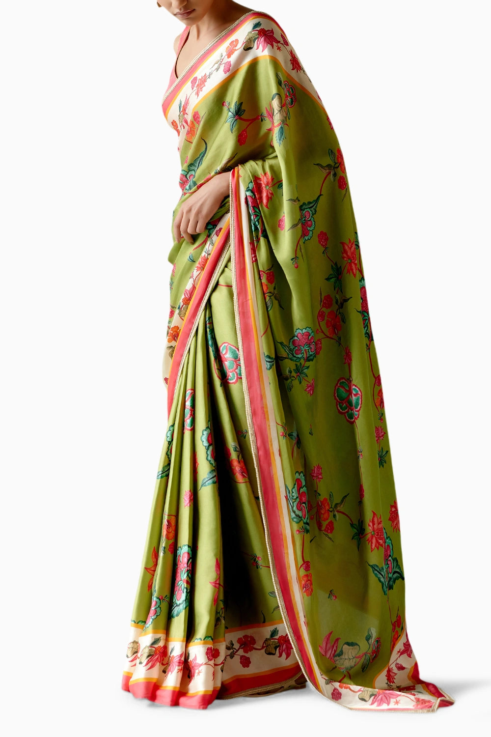 Sea Green Floral Saree