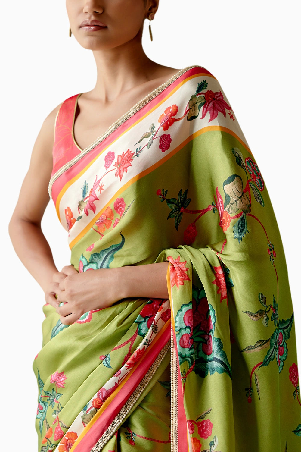 Sea Green Floral Saree