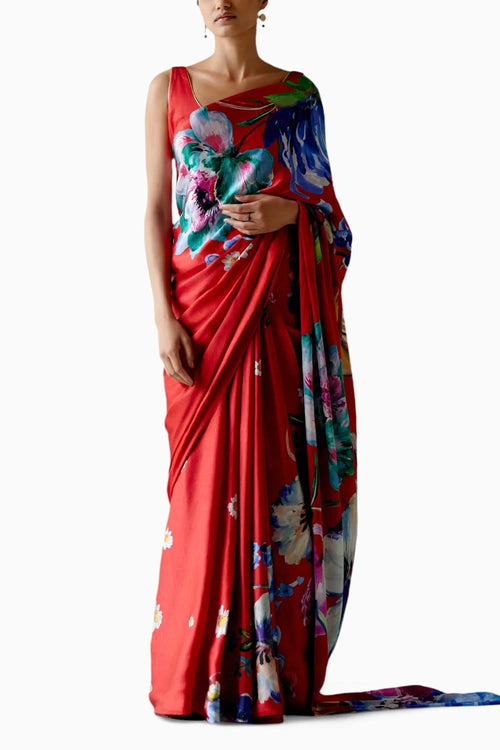 Ruby Floral Saree