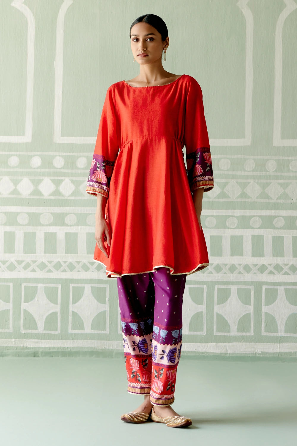 Scarlet and Purple Kurta Set