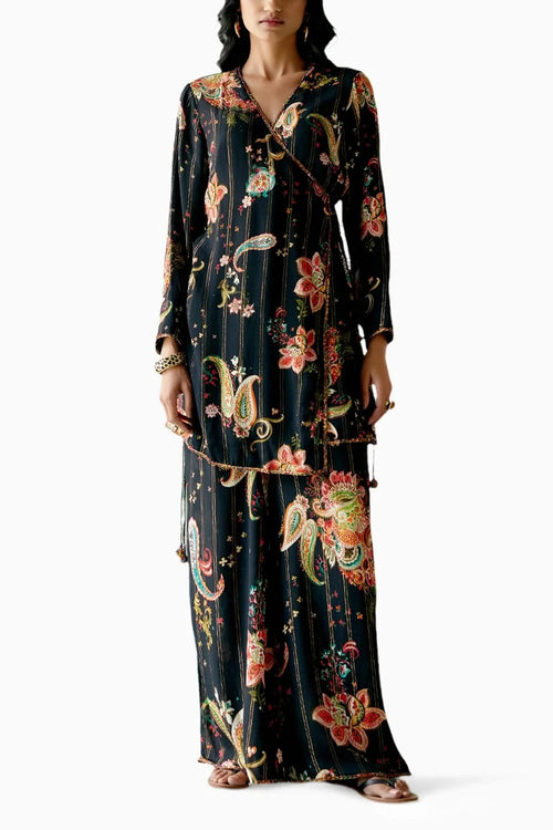 Black Paisley Angrakha Set