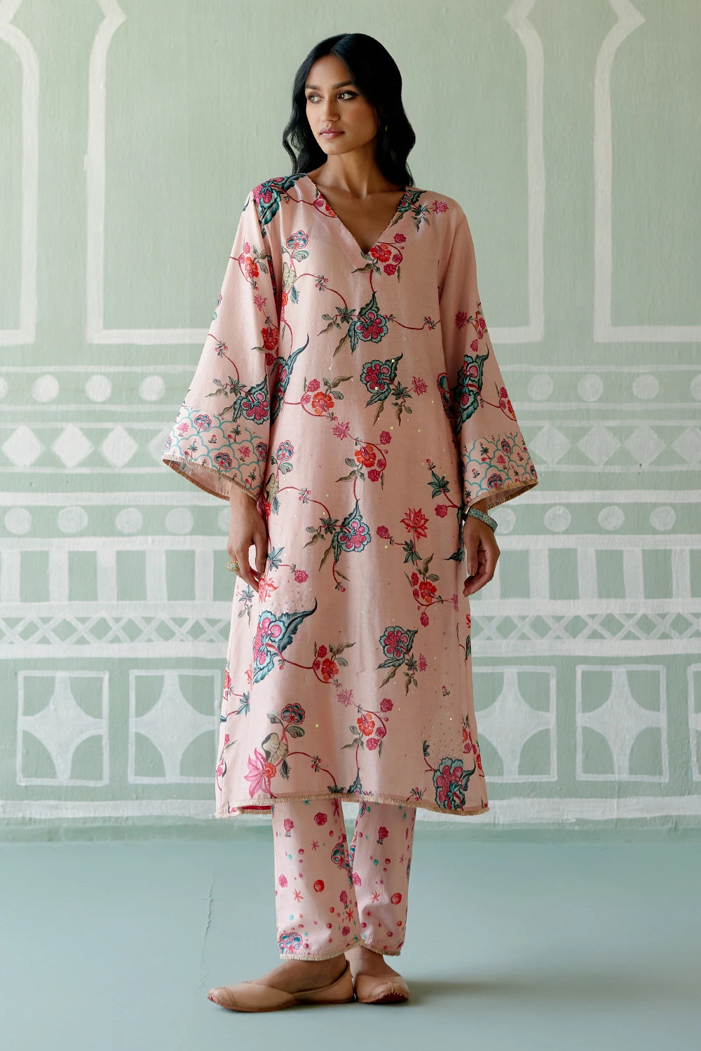 Dusty Pink Floral Kurta Set